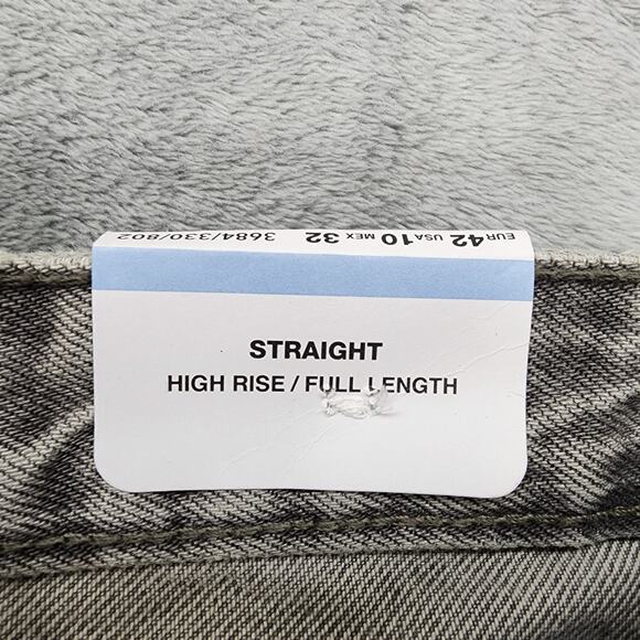 NEW Pull & Bear Jeans Womens 10 Gray High Rise Straight Leg Raw Hem Stretch - Picture 9 of 16